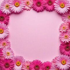 Fototapeta na wymiar Background of pink flowers with empty space for text or greeting card design. Postcard for International Women's Day and Mother's Day. Banner. 