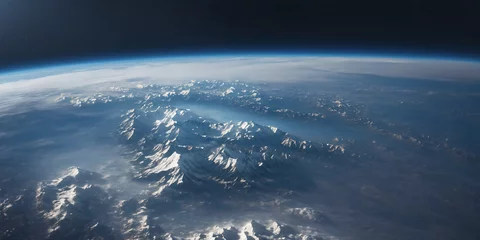 Cercles muraux Himalaya Realistic Earth From Space Close Up Atmosphere Himalayas Alps and Andes Snowy Mountain Ranges