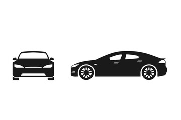electric car icon. front side view. vector