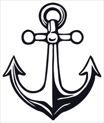 Nautical Elegance: Vector Anchor Icon in Black on White Background