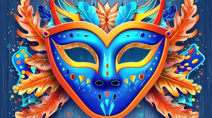 Blue and orange Brazil carnival masks themed design