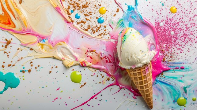 Ice Cream Cone With Paint Sprinkles