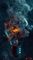 Shattered Light Bulb with Smoke