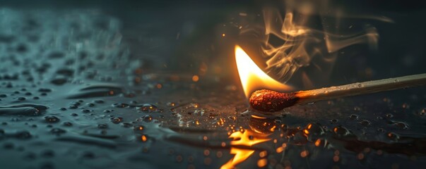 Matchstick Igniting in Water