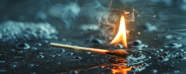 Matchstick Igniting in Water