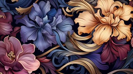 Midnight Blossoms in Stylized Elegance