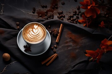 Coffee. aroma-filled mornings with a cup of rich brew: indulging in the comforting warmth, flavor, and culture of coffee, an essential daily ritual for enthusiasts worldwide. - obrazy, fototapety, plakaty