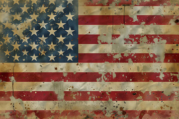 Fototapeta na wymiar worn American flag illustration 