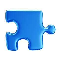 Obraz premium 3D Blue Puzzle Piece for Autism Awareness Campaign, April Blue, Transparent Background