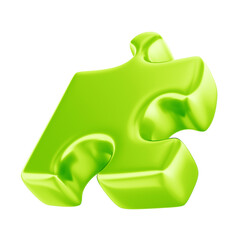 Obraz premium 3D Green Puzzle Piece for Autism Awareness Campaign, April Blue, Transparent Background