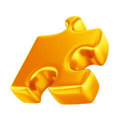 3D Yellow Puzzle Piece for Autism Awareness Campaign, April Blue, Transparent Background
