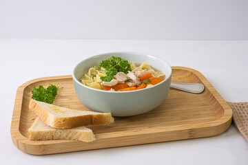 Chicken noodle soup. Homemade lunch