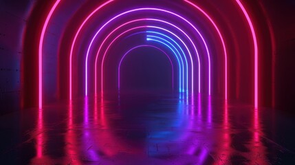3d rendering of abstract background modern colorful neon illuminated. AI generated image