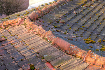 old house roof with tiles
