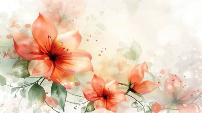 Elegant flower with watercolor style for background. AI generated image