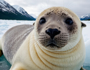 The seal is a mammal belonging to the Phocidae family,They are perfectly adapted to life in water with an elongated and tapered body covered with a thick layer of fat and thick, waterproof fur