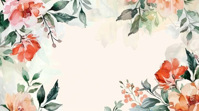 Luxury flower watercolor style for background and invitation wedding card, AI generated