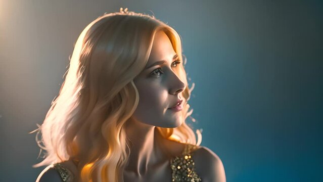 Woman With Long Blonde Hair Standing Reflecting Generative AI