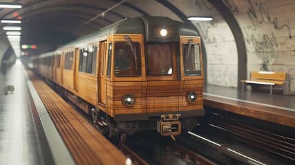 Obraz premium Realistic wooden alpine train