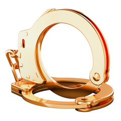 Golden Handcuffs, 3D rendering isolated on transparent background