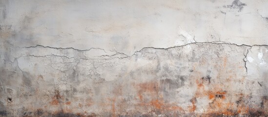 Obraz premium A closeup view of an old wall with peeling paint, revealing layers of past colors and textures. The wall is set against a cement floor,