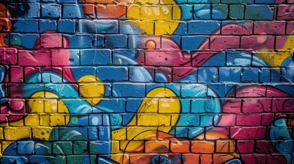Vibrant graffiti adorning a brick wall.