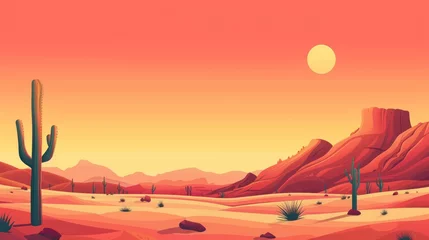 Poster Abstract landscape desert bohemian posters. Modern background flat design.AI generated image © atapdesain