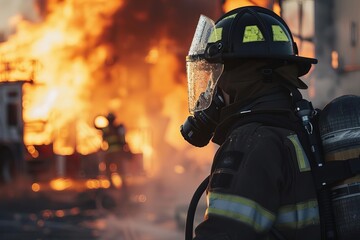 Firefighter training simulation with intense action Focusing on teamwork and emergency response readiness