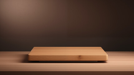 Minimalist Wooden Platform on Gradient Background for Product Display