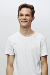 Smiling White Male Model: Confident and Stylish Portrait in Studio