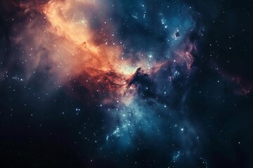 Stunning space nebula Showcasing the majestic beauty of the universe with stars and galaxies - obrazy, fototapety, plakaty