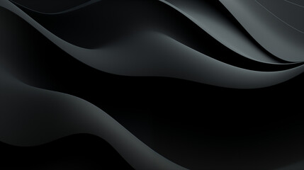 Subtle Elegance: Dark Black and Grey Flowing Abstract Waves in 4K