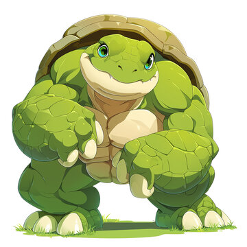 Cute Tortoise Happy Expression. Vector Illustration PNG Image