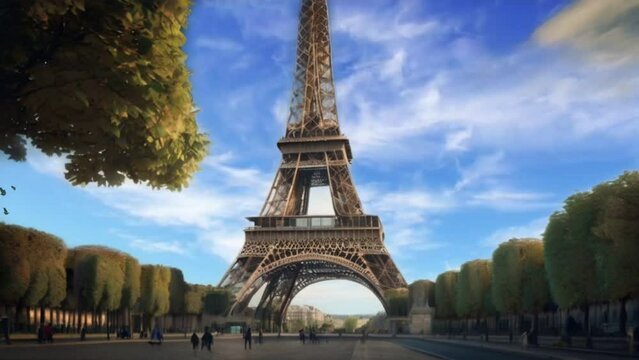 eiffel tower. seamless looping 4k animation video background 