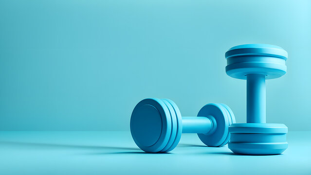 3D Blue Dumbbell Set for Intensive Fitness Regimens and Workout Routines