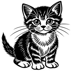  black-and-white-kitten-vector-illustration
