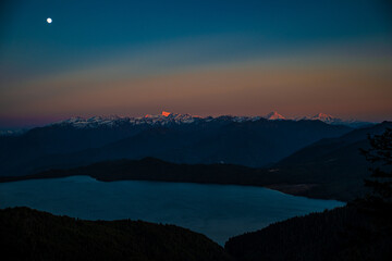 Moonrise and Twilight over the Himalayas from Murma, Nepal
