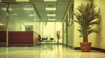 Corporate Minimalism: A Modern, Empty Office Space, Reflecting the Clean Lines and Efficiency of Contemporary Business