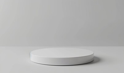 White round podium on a gray background. Mock up. Generative AI