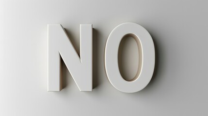 white "NO" in 3D