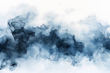 Misty black and blue Watercolor Dreamscape - obrazy, fototapety, plakaty