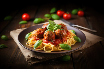 Delicious Plate of Spaghetti and Meatballs with Tomato Sauce