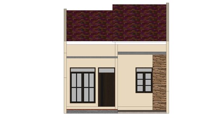 2D Illustration of A Small House-Building Exterior