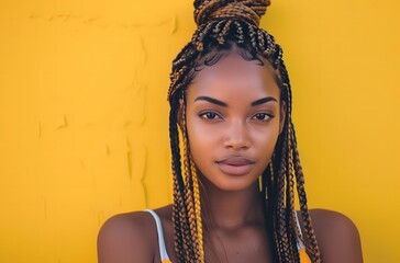Beautiful African American Woman with Stylish Braided Hair