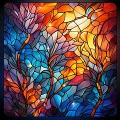 Stained glass tree of life design
