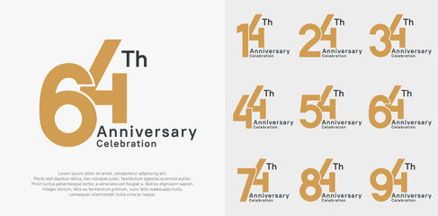 anniversary vector design set with brown and black color for special moment celebration