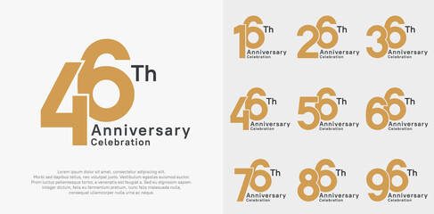anniversary vector design set with brown and black color for special moment celebration