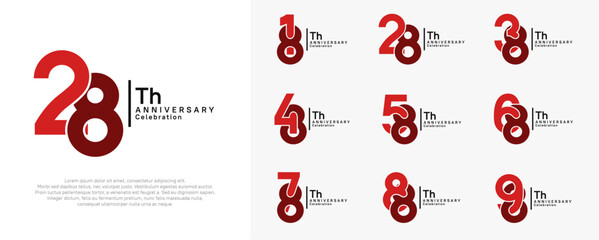 anniversary vector design set with red color can be use for special moment