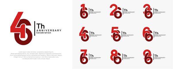 anniversary vector design set with red color can be use for special moment