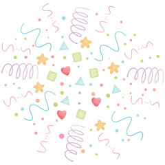 Confetti celebration explosion birthday party colorful isolated on transparent background 